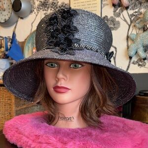 VINTAGE EUC Custom Made New York Hat Co. wire brim elegant Women's Black